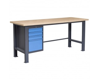 Pracovný stôl so zverákom PL03L/P4 - grafit / modrá