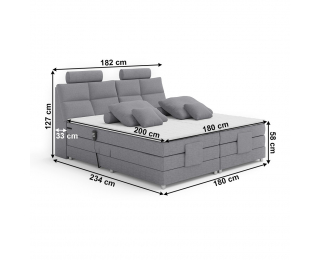 Elektrická polohovacia manželská posteľ Polerma New 180x200 cm - sivá