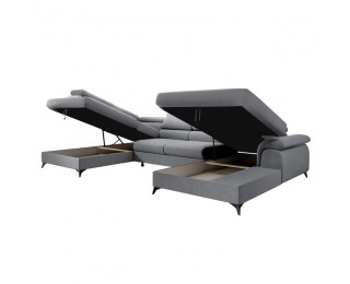 Rohová sedačka U s rozkladom Poly Roh U L - sivá