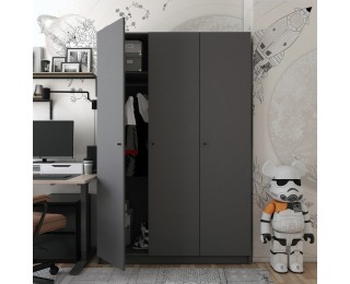 Trojdverová šatníková skriňa Preveza - grafit