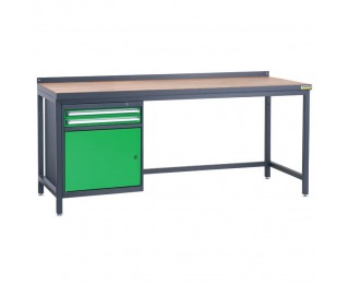 Pracovný stôl so zverákom PSS03D/L2 - grafit / zelená