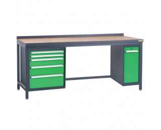 Pracovný stôl PSS03D/L5L9 - grafit / zelená