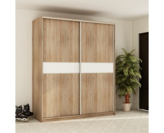 Šatníková skriňa s posuvnými dverami Puerto 180A 2D - sonoma svetlá / biela