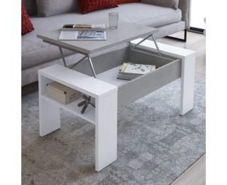 Konferenčný stolík s úložným priestorom Pula - biela / betón