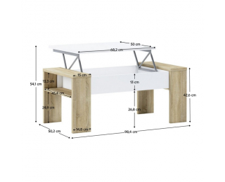 Konferenčný stolík s úložným priestorom Pula - dub sonoma / biela
