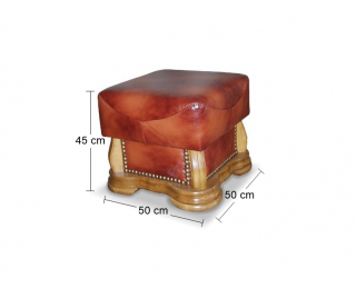 Kožená taburetka Cheverny - drevo D3 / hnedá (S41)
