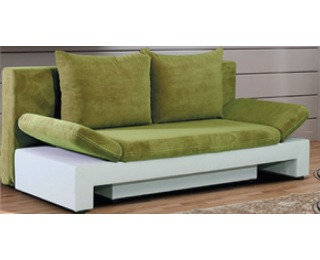 Rozkladacia pohovka s úložným priestorom Promo - biela ekokoža / zelená