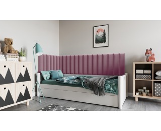 Obdĺžnikový čalúnený panel na stenu Quito 15x60 cm - ružová