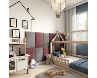 Obdĺžnikový čalúnený panel na stenu Quito 30x50 cm - ružová