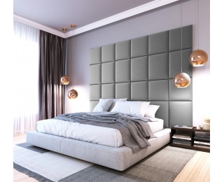 Obdĺžnikový čalúnený panel na stenu Quito 40x50 cm - svetlosivá