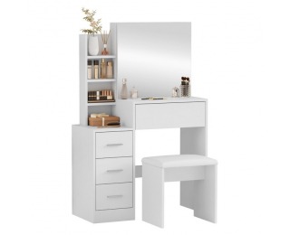 Toaletný stolík s taburetkou Radas - biela