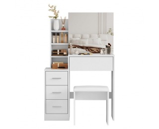 Toaletný stolík s taburetkou Radas - biela