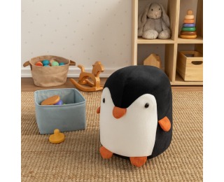 Taburet v tvare tučniaka Raino - čierna / biela