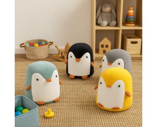 Taburet v tvare tučniaka Raino - žltá / biela