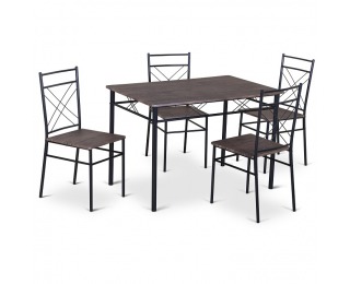 Jedálenský set Ramet 1+4 - čierna / vzor drevo Jedálenský set Ramet 1+4 - čierna / vzor drevo