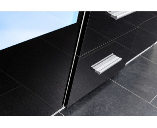 Komoda s osvetlením Reno SB - biela / čierny lesk