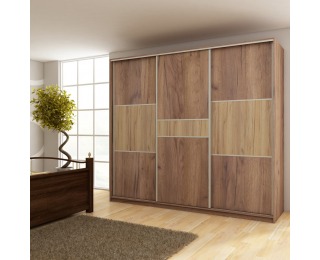 Šatníková skriňa s posuvnými dverami Rico 240D 3D - craft tobaco / craft zlatý