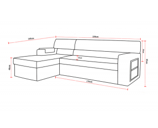 Rohová sedačka s rozkladom a úložným priestorom Rieti P - čierna / biela