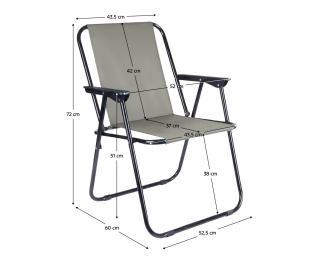 Skladacia kempingová stolička Riston - svetlosivá / čierna