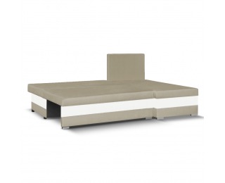 Rohová sedačka s rozkladom a úložným priestorom Gabo L/P - svetlohnedá / biela