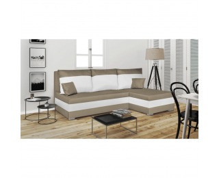 Rohová sedačka s rozkladom a úložným priestorom Gabo L/P - svetlohnedá / biela