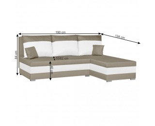 Rohová sedačka s rozkladom a úložným priestorom Gabo L/P - svetlohnedá / biela