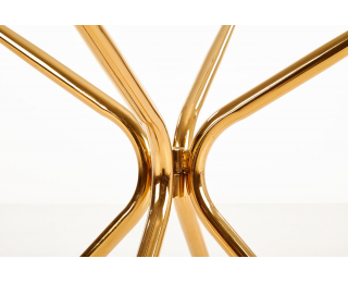 Okrúhly sklenený jedálenský stôl Rondo - priehľadná / zlatá