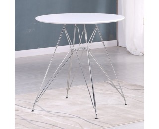 Jedálenský stôl Rondy - biely vysoký lesk / chróm