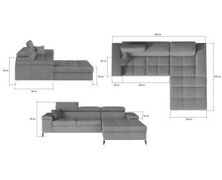 Rohová sedačka s rozkladom a úložným priestorom Rosino L - sivá