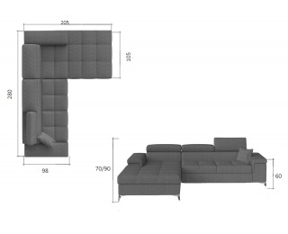Rohová sedačka s rozkladom a úložným priestorom Rosino P - sivá