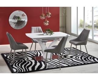 Rozkladací jedálenský stôl Palermo - biela / oceľ