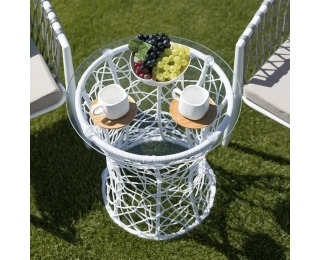 Okrúhly príručný stolík Salmar New - biela