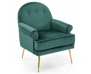 Dizajnové kreslo Santi - tmavozelená / zlatá