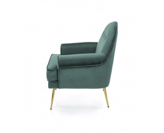 Dizajnové kreslo Santi - tmavozelená / zlatá