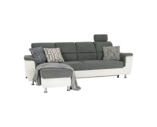 Rohová sedačka s rozkladom Santiago RM L - sivá / biela