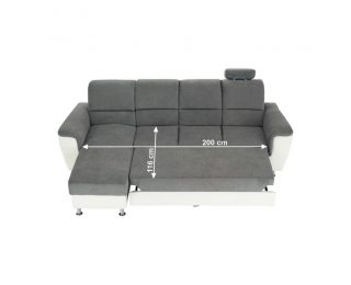 Rohová sedačka s rozkladom Santiago RM L - sivá / biela