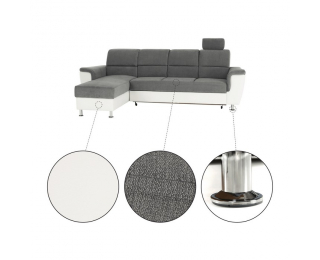 Rohová sedačka s rozkladom Santiago RM L - sivá / biela