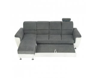 Rohová sedačka s rozkladom Santiago RM L - sivá / biela