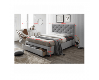 Čalúnená manželská posteľ s roštom Santola 180 - sivá / wenge