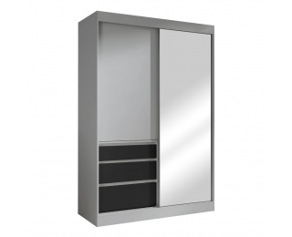 Šatníková skriňa s posuvnými dverami a zrkadlom Romualda 140 - sivá / čierna