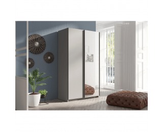 Šatníková skriňa s posuvnými dverami a zrkadlom Rozine 120 - sivá