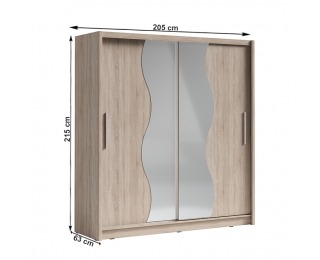 Šatníková skriňa s posuvnými dverami Birgamo Typ 1 - dub sonoma Šatníková skriňa s posuvnými dverami Birgamo Typ 1 - dub sonoma