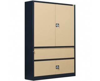 Kovová kancelárska skriňa s vystuženými dverami SB 1200 01 - antracit / béžová