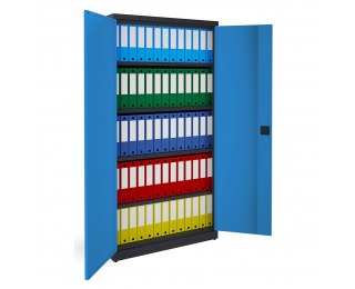 Kovová kancelárska skriňa s nastaviteľnými policami SB 1000 - grafit / modrá
