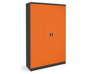 Kovová kancelárska skriňa s dvojkrídlovými dverami SB 1200 - grafit / oranžová