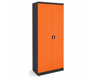 Kovová kancelárska skriňa s dvojkrídlovými dverami SB 800 - grafit / oranžová
