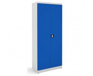 Kovová kancelárska skriňa s dvojkrídlovými dverami SB 800 - svetlosivá / modrá