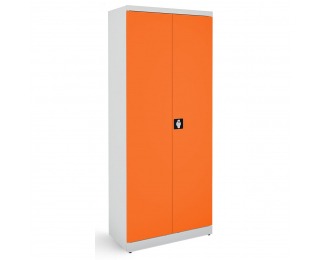 Kovová kancelárska skriňa s dvojkrídlovými dverami SB 800 - svetlosivá / oranžová