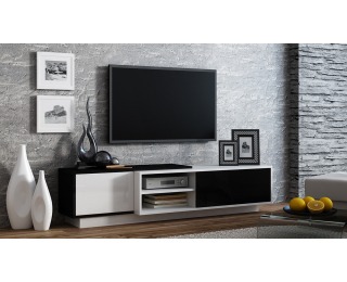 TV stolík Sigma 1A - biela / čierny lesk / biely lesk