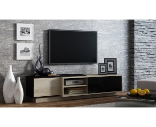 TV stolík Sigma 1C - dub sonoma / čierny lesk